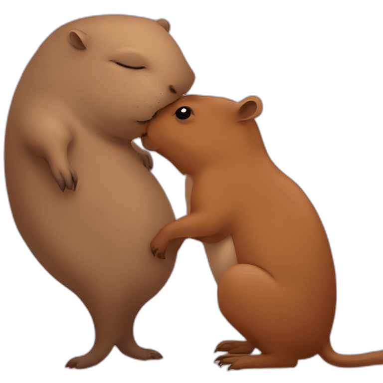 Capibara kissing a woman emoji