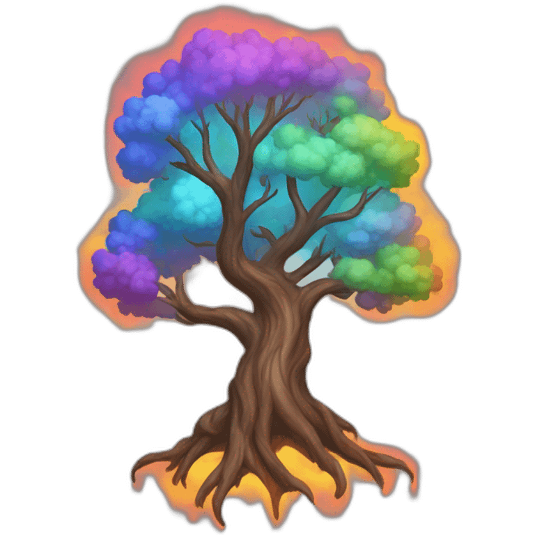 Simple tree in rainbow fire emoji