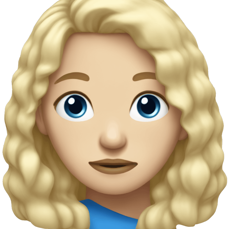 Tired women blond hair blue eyes emoji