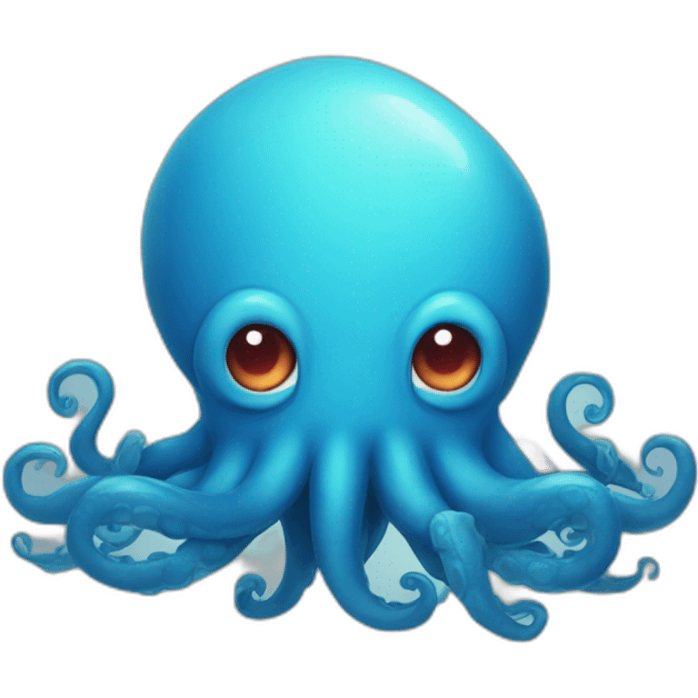 Cute blue kraken with hearth in his eyes emoji