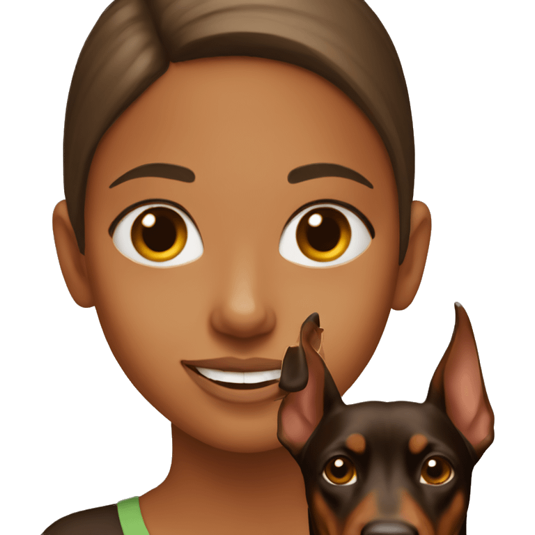 girl with brown doberman  emoji