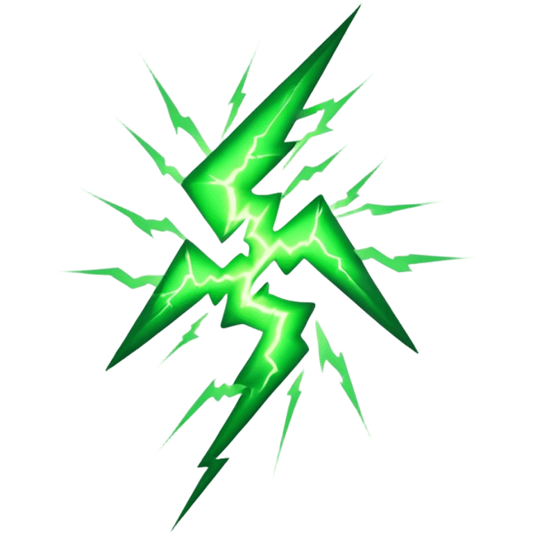 Cinematic realistic green lightning emoji