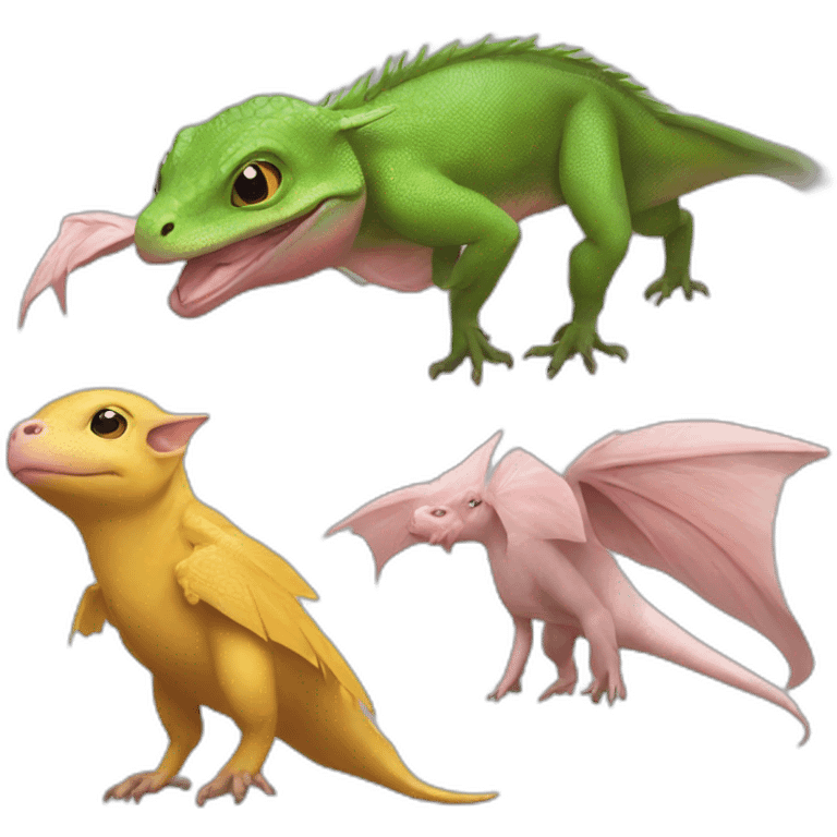 one winged lizard sordes and two piglets emoji