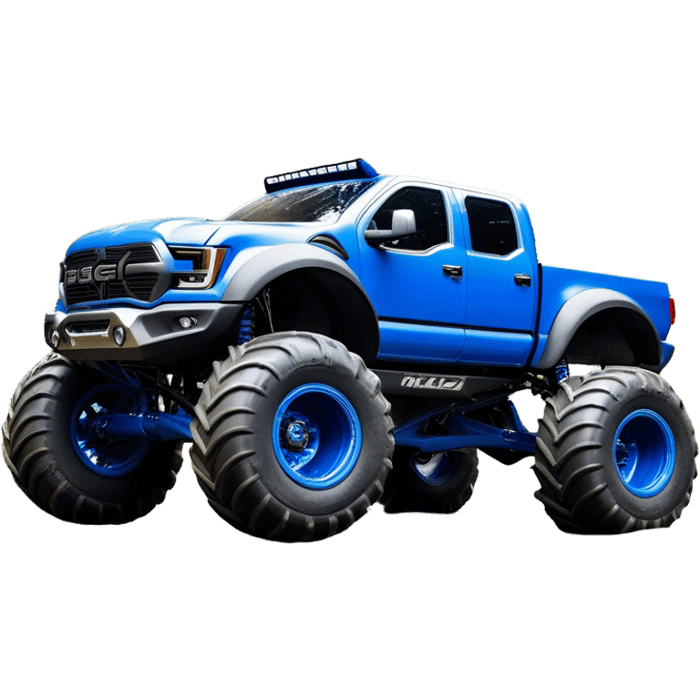 Bigfoot - Bigfoot 4x4 (Model Year: 2022) (Iconic colour: Blue) - An oversized, rugged monster truck with bold, aggressive lines painted in a striking blue. Focus on massive, rugged tires and a muscular chassis that exudes raw power and an urban legend feel. emoji