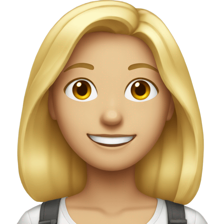 blonde girl smiling in shirt emoji