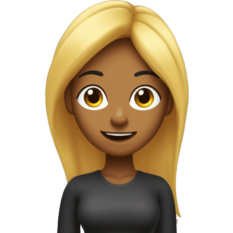 Chica de cabello negro liso y largo con un micrófono picando el ojo en movimiento  emoji