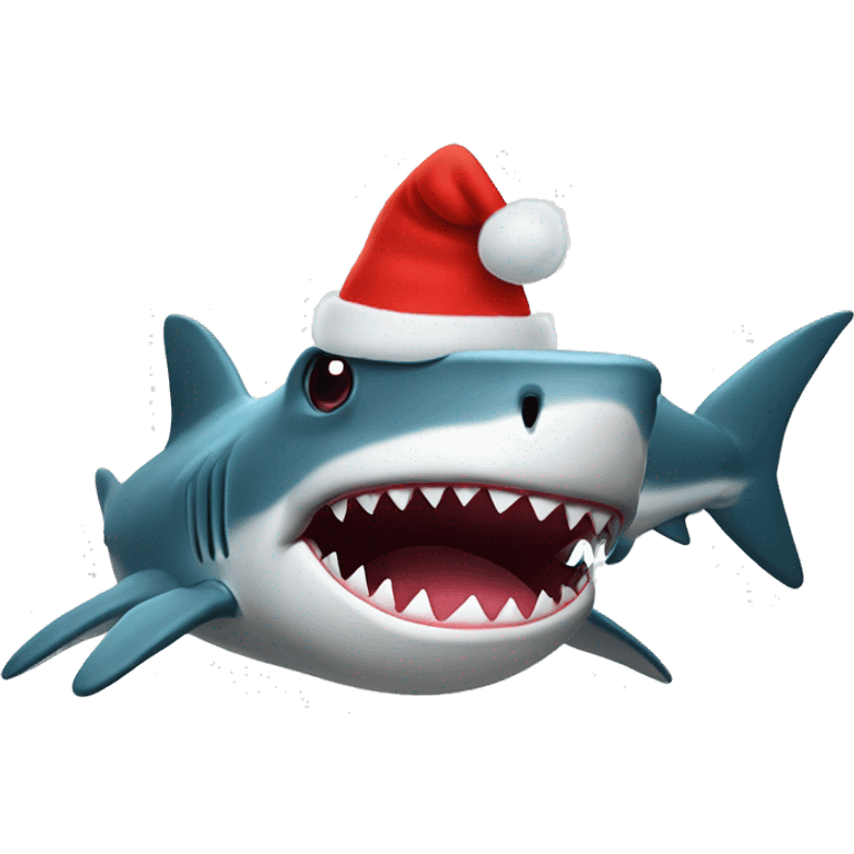 Shark wearing Christmas hat emoji