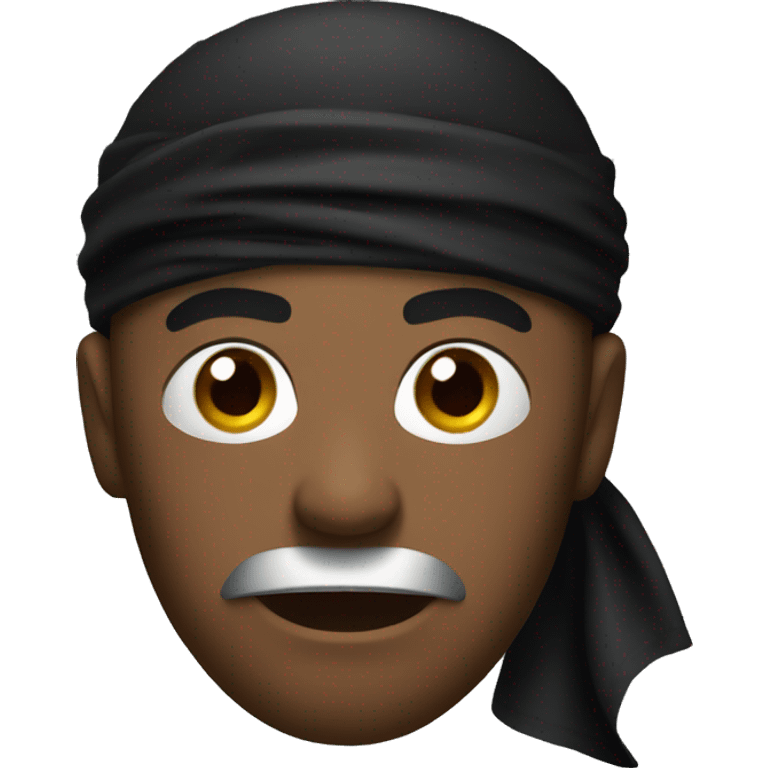 angry man with black bandana wrapped around forehead emoji