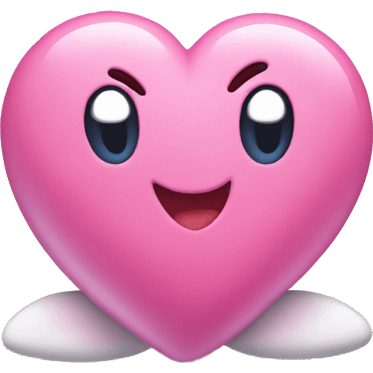 kirby with a pink heart emoji