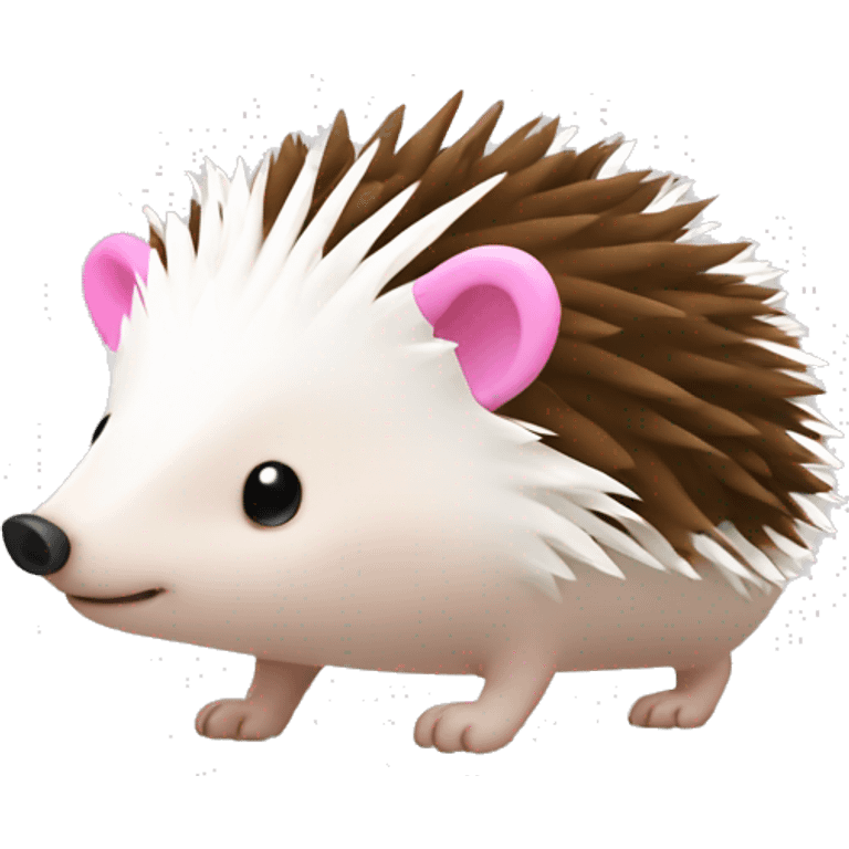 Hedgehog white brown quills one pink ear one brown ear different colored ears  emoji