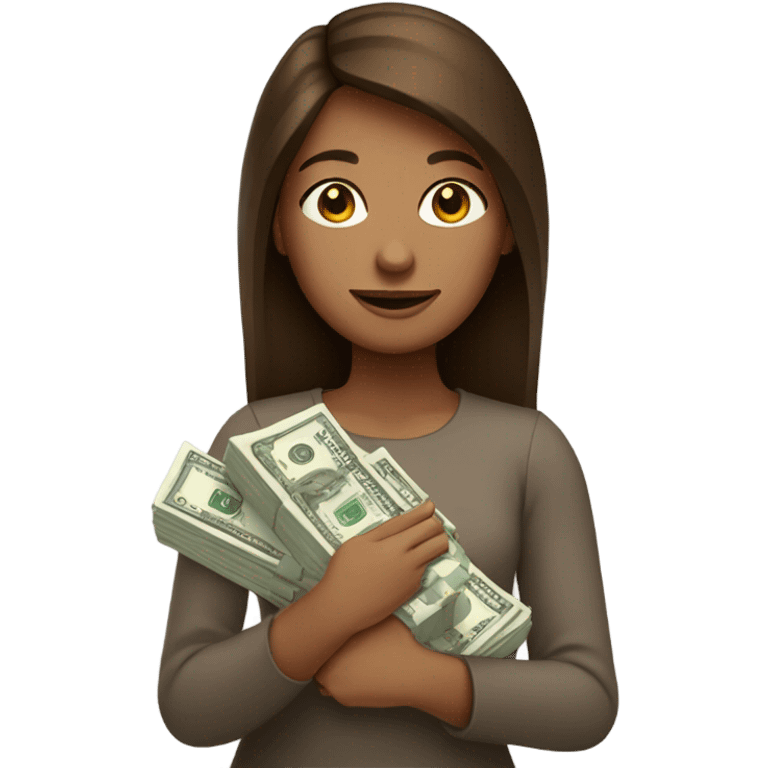 girl with brown hair and money emoji