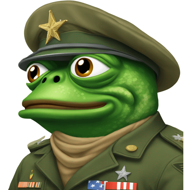 pepe wearing a military outfit emoji