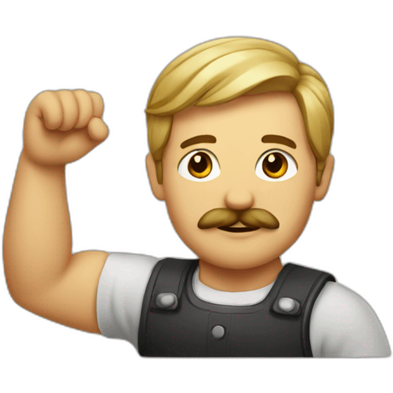 german with tiny moustache and raised arm emoji