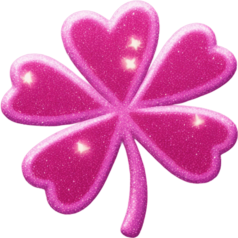 Pink Sparkly 4-leaves clover with L.C written emoji