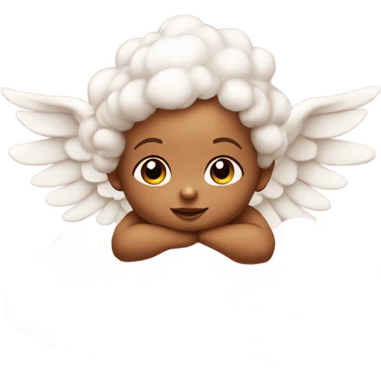 Cherub baby sitting on soft pink cloud emoji