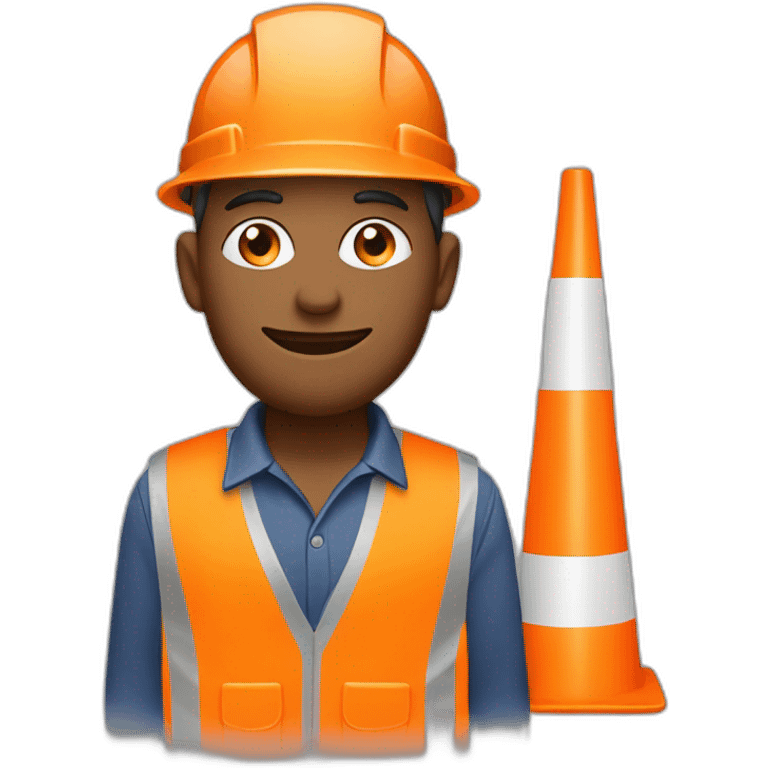 construction worker with orange cone on his hat emoji