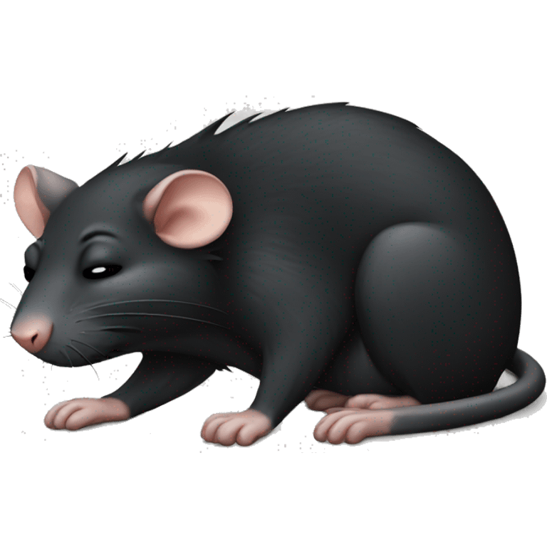 sleeping unhappy black rat emoji