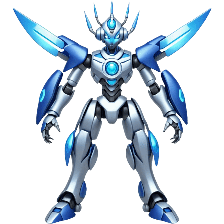 Shiny Futuristic Mechanical Glossy Celestial Godly Divine Metal-Cyborg-Fakemon-Pokemon-Digimon-Spectrobes-fusion, full body emoji