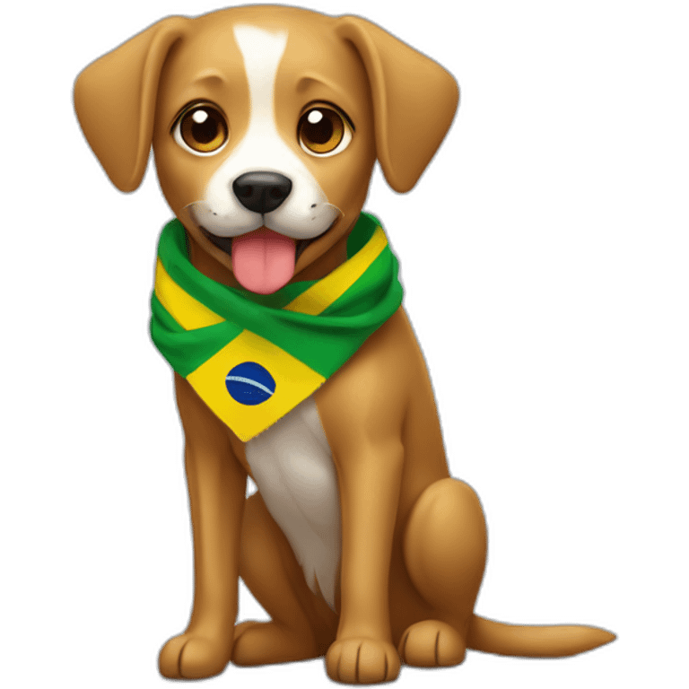 Stray-caramel-dog-wearing-scarf-with-brazilian-flag emoji