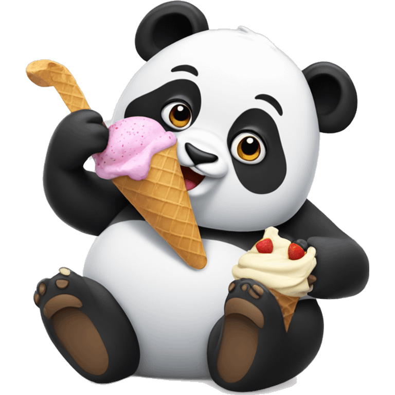 Panda eating ice cream emoji