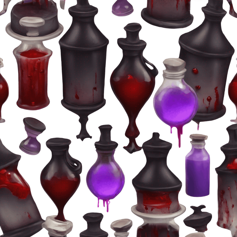 a stylish potion bottle with blood and a gothic lid, perfect for a vampire girl theme." emoji