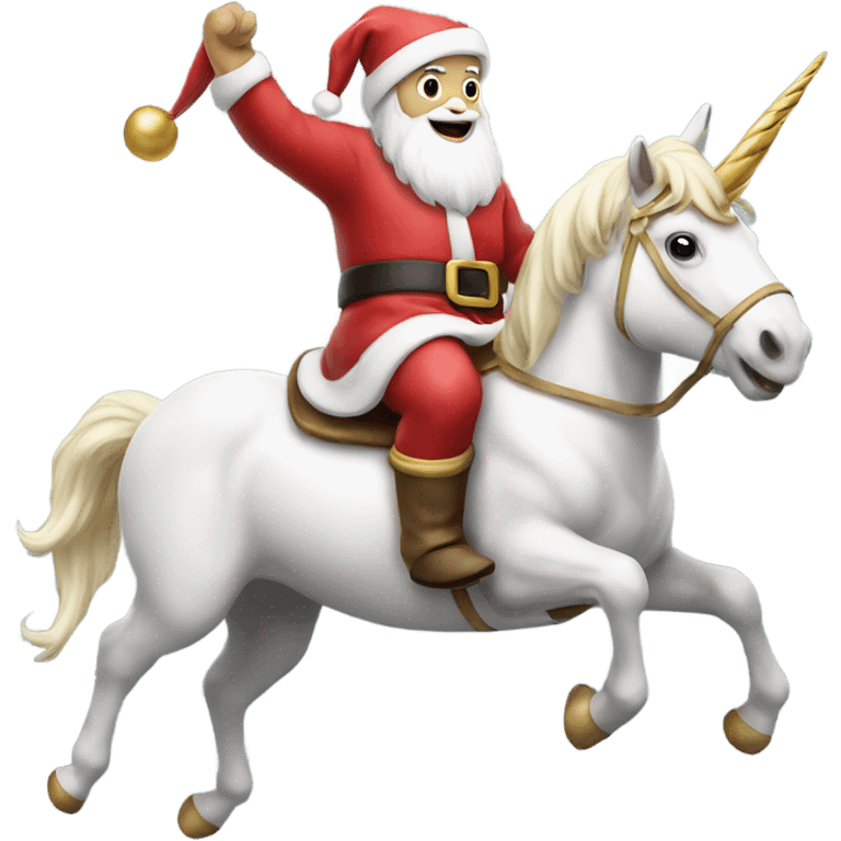 Santa Claus riding a unicorn  emoji