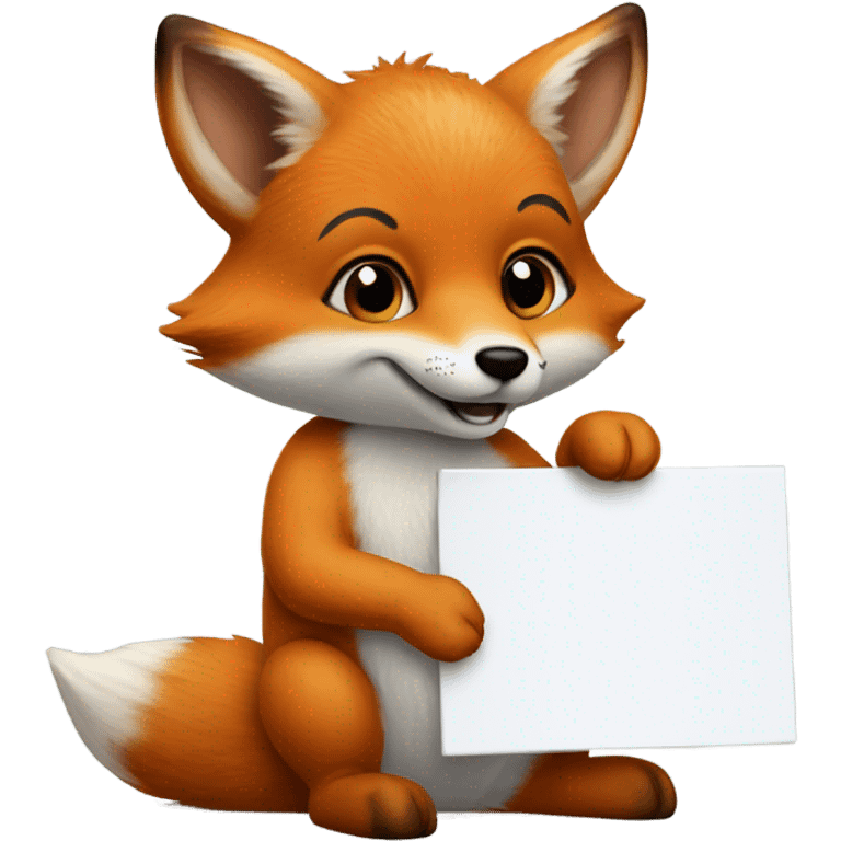 Detailled and photorealistic Baby fox with a blank sign emoji