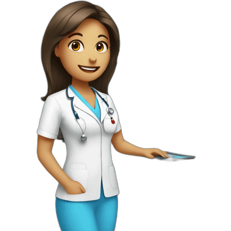 Health assistant in a modern check up station emoji