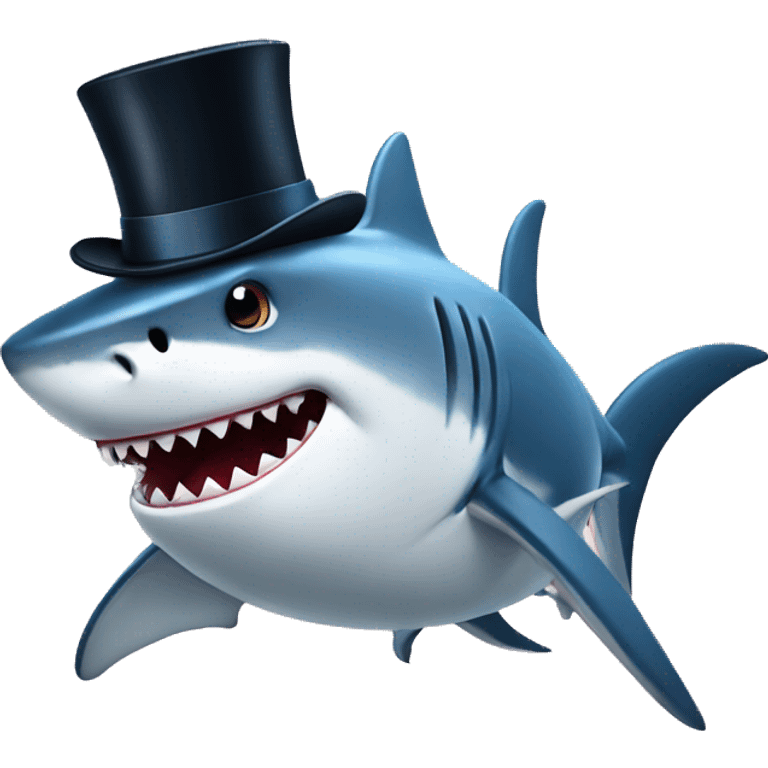 Shark with a top hat emoji