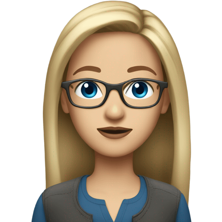 diana dark blonde straight hair, blue eyes, glasses  emoji