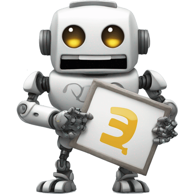 ROBO HOLDING A SIGN WRITTEN NUMBER TWO emoji