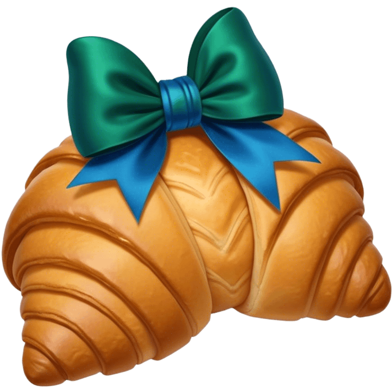 croissant with blue and deep green bow emoji