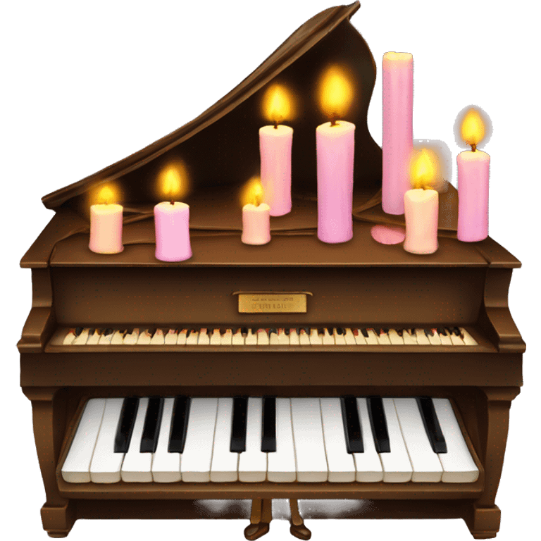 vintage piano with melted candles on top emoji