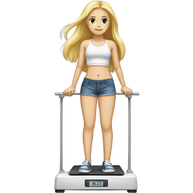 Blonde girl standing on scale emoji