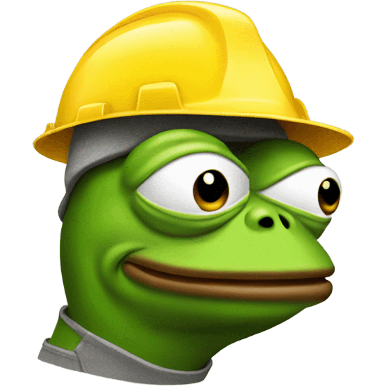 pepe the frog wearing a yello construction helmet emoji