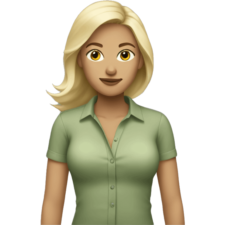 Blonde woman with a sage green shirt emoji