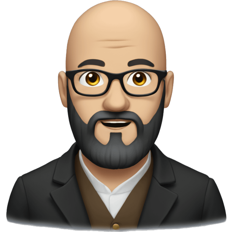 Bald georgian man with black beard in glasses  emoji