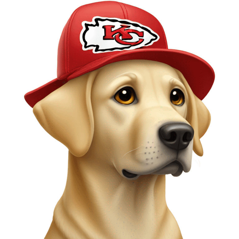 Yellow lab wearing Kansas city chiefs hat emoji