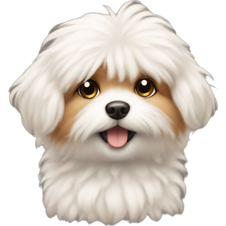 The image shows a cute illustration of a small fluffy dog ​​. emoji