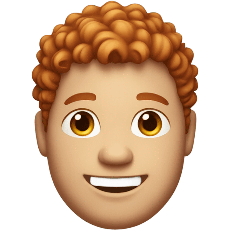 Bading redish curly few hair guy with corners in the hair chubby smiling emoji