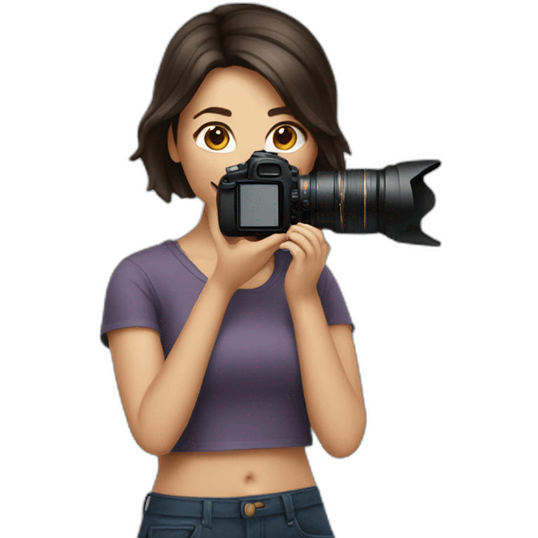 Brunette girl photographer emoji