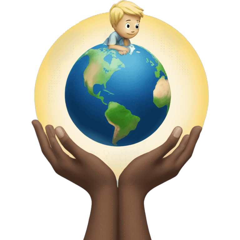 The little prince holds the earth in his hands emoji