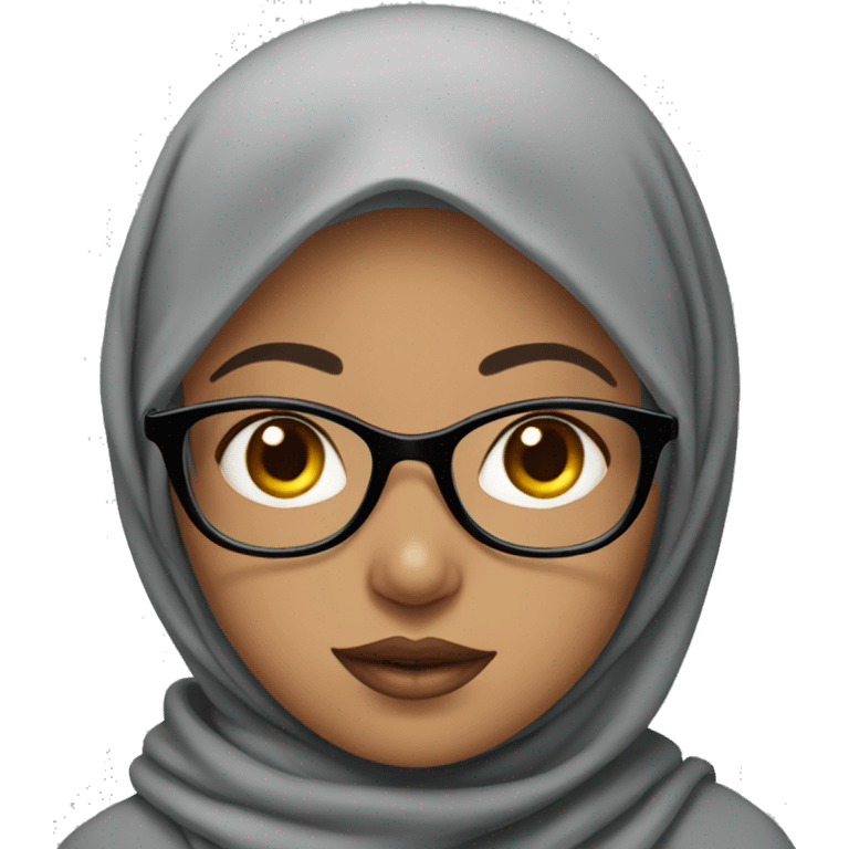 girl with gray hijab, round glasses, bug eyes and big lips  emoji