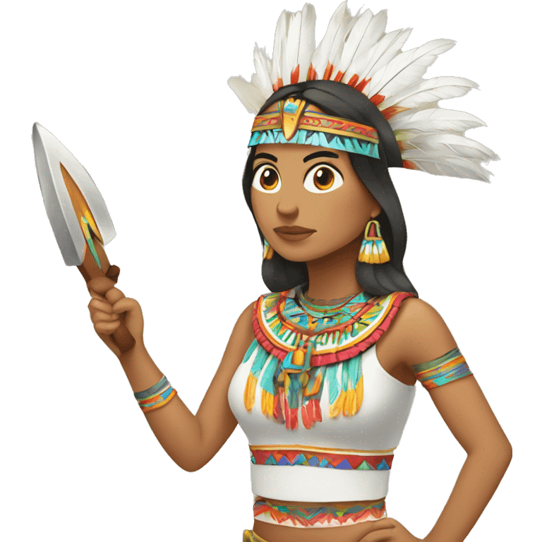 Azteca blanca mujer con penacho emoji