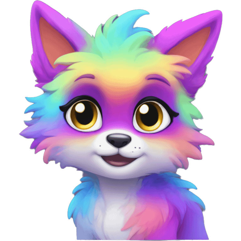 Colorful gradient-Sparkle-nebula-fursona anthropomorphic furry full body emoji