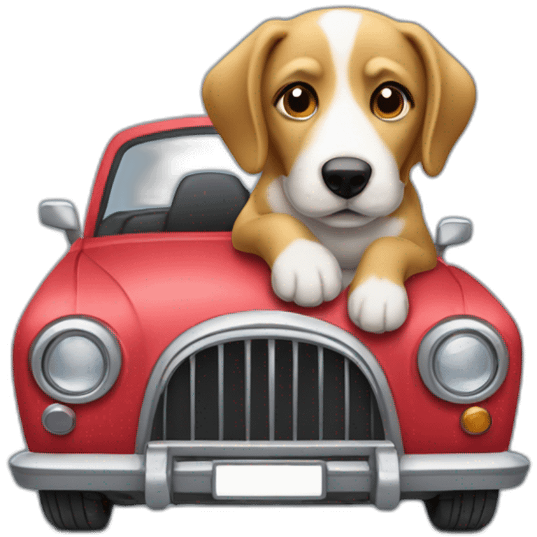 un chien dans une voiture emoji