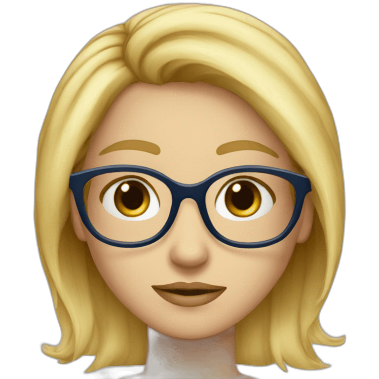 Blonde cheveux raides yeux bleus lunettes emoji