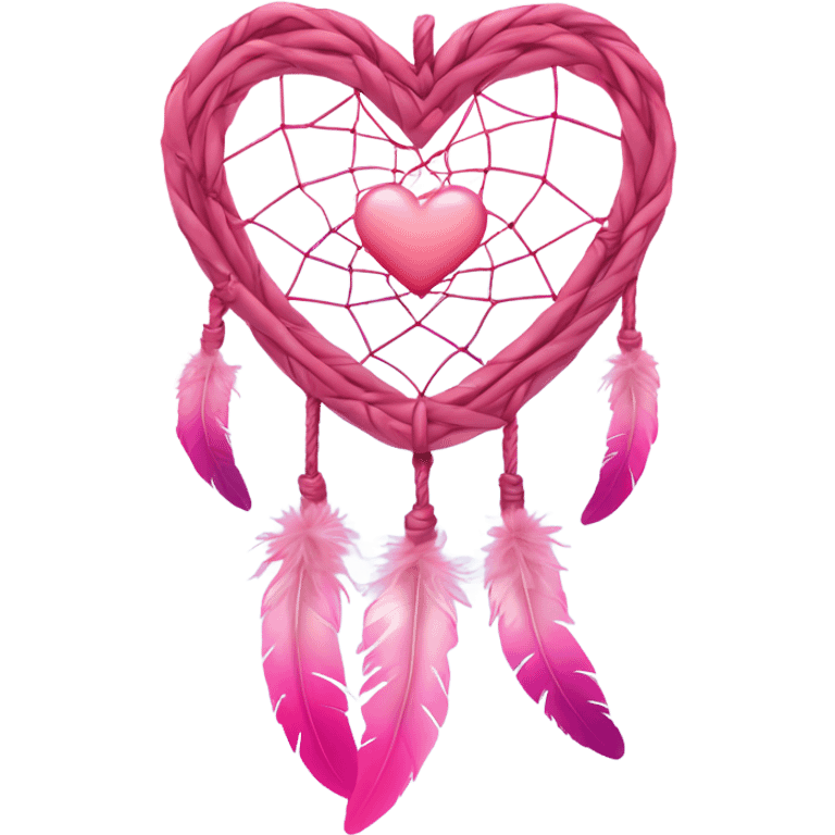 Pink ombre heart shaped dream catcher  emoji