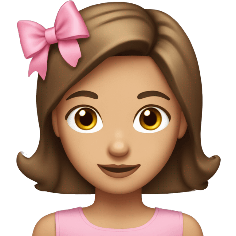 Brunette tan girl with brown eyes pink bow  emoji