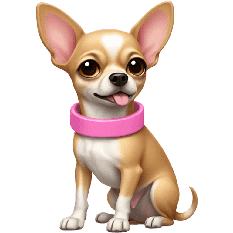 A chihuahua, tan, pink collar, not fluffy emoji